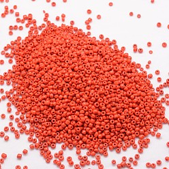 Red 8/0 Glass Seed Beads, Grade A, Round, Opaque Colours, Red, 2.8~3.2mm, Hole: 1.0mm, about 15000pcs/pound