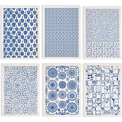 Mixed Shapes 6Pcs 6 Styles Paper Ceramic Decals, Pottery Ceramics Clay Transfer Paper, Underglaze Flower Paper, Mixed Shapes, 520x370mm, Pattern: 48x33mm, 1pc/style
