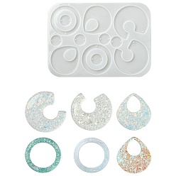 Кремово-белый Силиконовые формы для круглых/кольцевых/каплевидных подвесок своими руками, формы для литья смолы, для уф-смолы, изготовление ювелирных изделий из эпоксидной смолы, кремово-белые, 148x106x4 мм