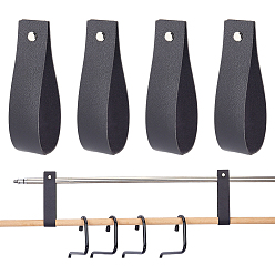 Черный 4шт. ремешки из искусственной кожи для подвешивания свадебных вывесок, с винтами, чёрные, 300x30x1.5 мм, отверстие : 5 мм