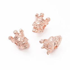 Розовое Золото Сплавочные овальные бусины тибетского стиля , череп головы, розовое золото , 13x10.5x9.5 мм, отверстие : 3 мм