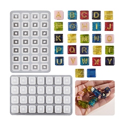 Белый Силиконовые формы, формы для литья смолы, Куб с алфавитом, белые, 66x113x12.5 мм, отверстие : 3 мм