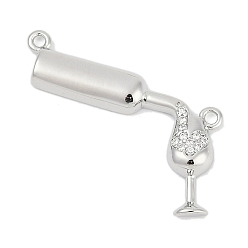 Платина Латунные микро проложить кубического циркония подвески, бокал прелести, долговечный, стойки покрытие, без свинца и без кадмия, платина, 24.5x23.5x2.5 мм, отверстие : 1.4 мм