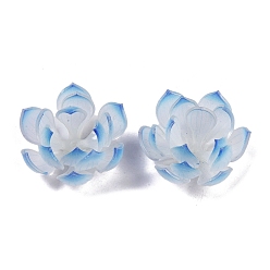 Озёрно--синий Имитация формы лотоса, акриловые колпачки для бусин, для изготовления ювелирных изделий DIY, Плут синий, 33~36x16~16.5 мм, отверстие : 1.4 мм