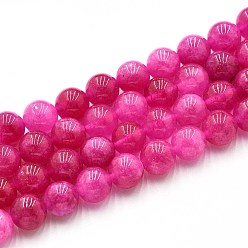 Темно-Розовый Природного кварца нитей бисера, окрашенные, круглые, имитация родонита, темно-розовыми, 10~10.5 мм, отверстие : 1~1.2 мм, около 37~38 шт / нитка, 14.76~15.16 дюйм (37.5~38.5 см)