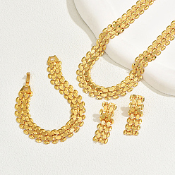Настоящее золото 18K Комплекты из ретро-цепочек, серег и ожерелий из сплава для женщин, реальный 18 k позолоченный, 450 мм