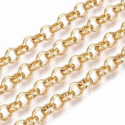 Golden Aluminium Rolo Chains, with Spool, Unwelded, Golden, 6x2mm, about 164.04 Feet(50m)/roll