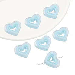 Светло-Синий 5 шт прозрачные акриловые бусины, бусина в бусине, сердце, голубой, 20x23 мм