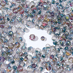 Светло-Синий 4 пряди 2 стили гальванические стеклянные бусины пряди, круглые, граненые, голубой, 6~8 мм, о 2 пряди/стиль