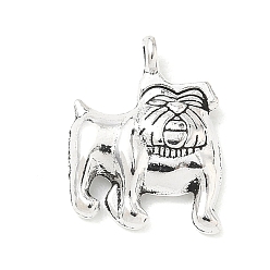 Собака Сплавочные подвески тибетского стиля, брелоки из серии "Собаки", античное серебро, собака, 17.5x13x3 мм, отверстие : 1.8 мм