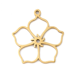 Золотой 5 шт. 201 подвески из нержавеющей стали, лазерная резка, полый цветочный шарм, золотые, 18.5x17x1 мм, отверстие : 1.2 мм