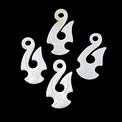 WhiteSmoke Natural Freshwater Shell Pendants, Dart Charms, WhiteSmoke, 44.5~45x22.5x2.5mm, Hole: 5mm