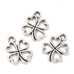 Antique Silver Tibetan Style Alloy Pendants, Clover, Antique Silver, 15x11.5x1.5mm, Hole: 1.6mm, about 1639pcs/1000g