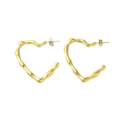 Сердце Ионное покрытие (ip) 304 серьги-гвоздики из нержавеющей стали, реальный 18 k позолоченный, сердце, 40x38x3.5 мм