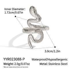 Нержавеющая Сталь Цвет 304 открытые кольца манжеты из нержавеющей стали, змея, вакуумное покрытие pvd, цвет нержавеющей стали, 30 мм, внутренний диаметр: 17.2 мм