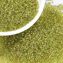 (RR3530) Fancy Lined Olive Миюки круглые бусины рокайль, японский бисер, (rr 3530) оливковый, 15/0, 1.5 мм, Отверстие : 0.7 мм , около 27777 шт / 50 г
