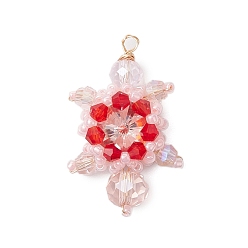 Розовый Бисер бисерные подвески, черепаха подвески, туманная роза, 31x20x8 мм, отверстие : 1.6 мм