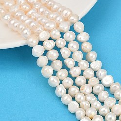 Льняное Полотно Нити из натурального культивированного пресноводного жемчуга, двух сторон полированной, класс 2а+, белье, 8~9 мм, отверстие : 0.5 мм, около 45~48 шт / нитка, 13.39''~13.78'' (34~35 см)