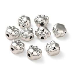 Plaqué Argent Perles acryliques plaquées, empreinte de patte, Plaqué Argent, 13x15.5x10mm, Trou: 3mm