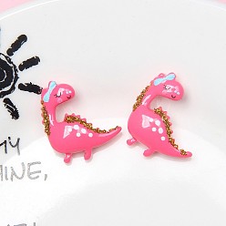 Светло-Вишневый Непрозрачная смола декодирует кабошоны, динозавр с блестками, светло-вишневый, 20x21 мм