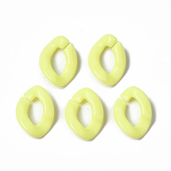 Желтый Непрозрачные акриловые соединительные кольца, разъемы для быстрой связи, для изготовления бордюрных цепей, овальные, желтые, 16.5x11.5x3.5 мм, внутренний диаметр: 4.5x9 мм, Около 2250 шт / 500 г