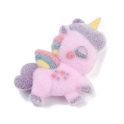 Фиолетовый Кулоны из флокированной смолы, единорог, фиолетовые, 53x57x17 мм, отверстие : 3 мм