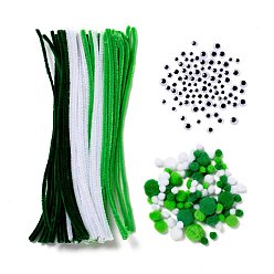 Mixed Color DIY Doll Craft Kits, Chenille Stem Garland Craft Wire and Plastic Black & White Eyes Cabochons, Mixed Color, 9mm