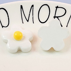 Белый Непрозрачные кабошоны из смолы, цветок, белые, 24x23 мм