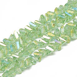 Light Green Electroplate Glass Beads Strands, Faceted Triangle, Light Green, 6x5x4mm, Hole: 1.2mm, about 100pcs/strand, 12.99 inch