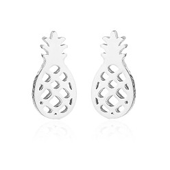 Ананас 304 из нержавеющей стали серьги, серебряные, ананас, 9x6 мм