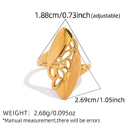 Horse Eye 304 Stainless Steel Cuff Open Rings, Golden, Horse Eye, Inner Diameter: 18.8mm