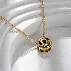 Весы Латунный паве кубический цирконий камень рождения созвездие кулон кабель цепочка ожерелья, золотые, Весы, 18.35 дюйм (46.6 см)