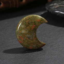 Унакит Натуральный массажер из пальмового камня унакит, Камень беспокойства для терапии беспокойства, луна, 30x25x8 мм