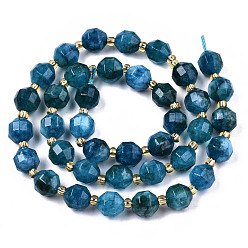 Dark Cyan Natural Dolomite Beads Strands, Faceted, Dyed, Round, Dark Cyan, 8x8mm, Hole: 1.2mm, about 33pcs/strand, 15.16 inch~15.35 inch(38.5cm~39cm)