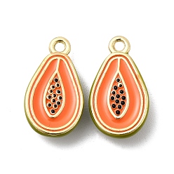 Other Fruits Подвески из эмали и сплава, стойки покрытие, без кадмия, без никеля и без свинца, золотые, папайя, 20x11x5 мм, отверстие : 1.2 мм