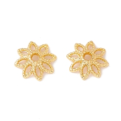 Golden Multi-Petal Brass Bead Caps, Cadmium Free & Lead Free & Nickle Free, Flower, Golden, 10x3mm, Hole: 1.5mm