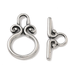 Античное Серебро 316 застежки-тогглы из хирургической нержавеющей стали, ручная полировка, кольцо, античное серебро, бар: 10x22x2.5 mm, Отверстие: 5 мм; Кольцо: 23.5x15.5x2.5 мм, отверстие : 6.5x3.5 мм