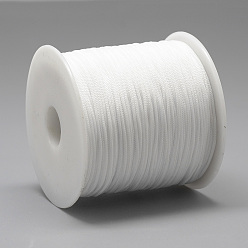 White Polyester Cords, White, 0.8mm, about 131.23~142.16 yards(120~130m)/roll