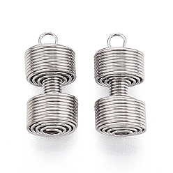 Нержавеющая Сталь Цвет Спортивные 304 подвески из нержавеющей стали, подвески в виде гантелей, цвет нержавеющей стали, 22.5x10.5x10.5 мм, отверстие : 2.5 мм