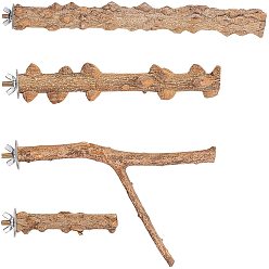 Цвет Древесины Деревянная платформа для птиц окуня, подставка для попугаев игровая площадка аксессуары для клеток, игрушка для упражнений conure для маленьких животных, деревесиные, 11.8~31x2.3~4 см, 4шт / комплект