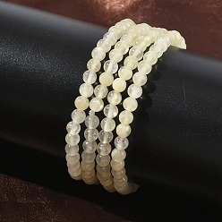 Golden Silk Jade Натуральные золотистые шелковые нефритовые круглые браслеты из бусин на эластичной основе для женщин, бусины : 4 мм, внутренний диаметр: 1.97 дюйм (5 см)