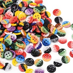 (52) Непрозрачная лаванда 4-кнопки со стеклянными отверстиями, плоско-круглые, разноцветные, 12x2.5 мм, отверстие : 1.5 мм