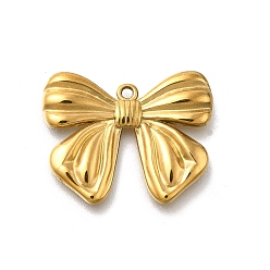 Настоящее золото 18K 304 подвески из нержавеющей стали, очарование бантом, ионное покрытие (ip), реальный 18 k позолоченный, 20x24.5x3 мм, отверстие : 1.4 мм