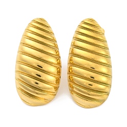 Настоящее золото 18K Каплевидное ионное покрытие (ip) 304 серьги из нержавеющей стали для женщин, реальный 18 k позолоченный, 25x13 мм