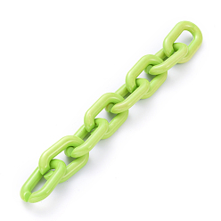 Зелено-Желтый Цепочка из непрозрачного акрила ручной работы, овальные, зеленый желтый, ссылка: 31x19.5x5 mm, около 39.37 дюйм (1 м) / прядь