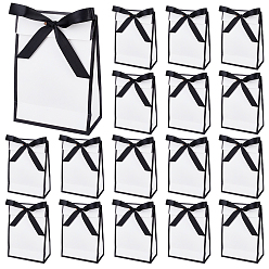Черный Бумажные подарочные пакеты, подарочные упаковочные пакеты с полиэстеровой лентой, прямоугольные, чёрные, 14x7x19.5 см