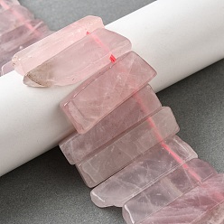 Хрусталь Нити из натуральных розовых хрустальных бусин, прямоугольные, Топ пробуренной, 22~60x6~14x6~9 мм, отверстие : 1.5~2 мм, около 17~22 шт / нитка, 7.48''~8.07'' (19~20.5 см)