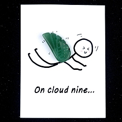 Зеленый Авантюрин Натуральный зеленый авантюрин резные фигурки орнамент, для домашнего украшения рабочего стола, Подарочная карта своими руками с вдохновением, крыло, 30x15 мм