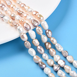 (52) Непрозрачная лаванда Нити из натурального культивированного пресноводного жемчуга, двух сторон полированной, разноцветные, 6.5~13x6~7x4~7 мм, отверстие : 0.5 мм, около 40~42 шт / нитка, 13.39~13.58'' (34~34.5 см)