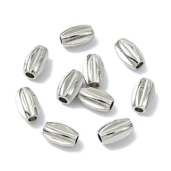 Real Platinum Plated SHEGRACE Brass Beads, Barrel, Cadmium Free & Nickel Free & Lead Free, Real Platinum Plated, 6x4mm, Hole: 1.5mm